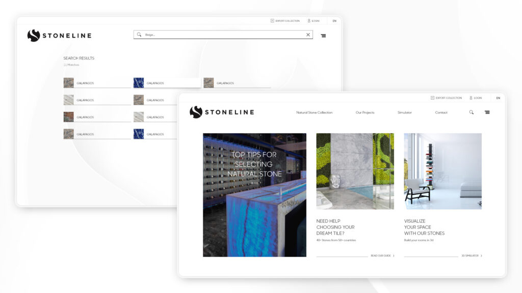 Stoneline natural stone selection and visualization tools.